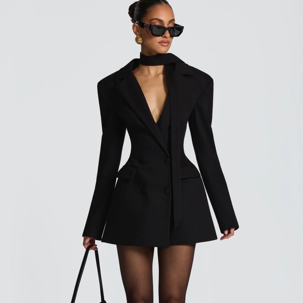 Chic Black Women's Blazer Dress